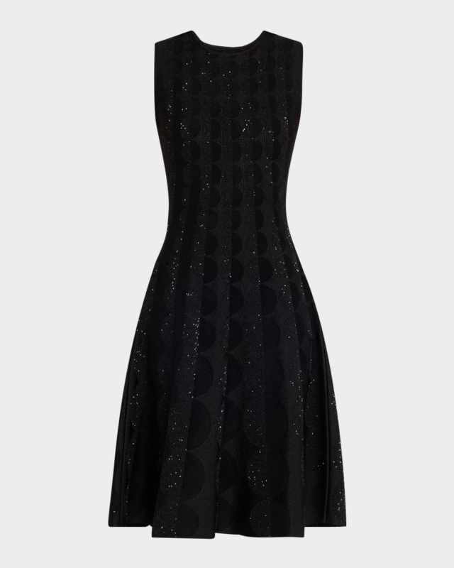 Sleeveless Circle Jacquard Midi Dress